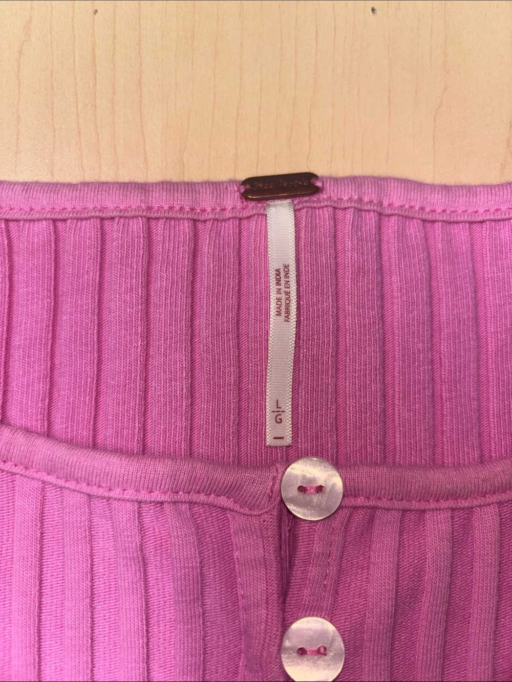 Free People Tilly Rib Button-Up Top Pink Size Large - Picture 2 of 6